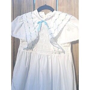Polly Flinders Maxi White Smocked Cinderella Dress 10 Blue Ribbons Cottage